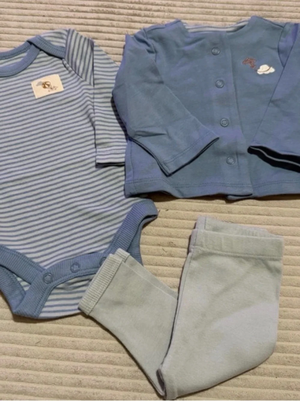 Bliss Light Blue Striped One-Piece with Jacket & Pants